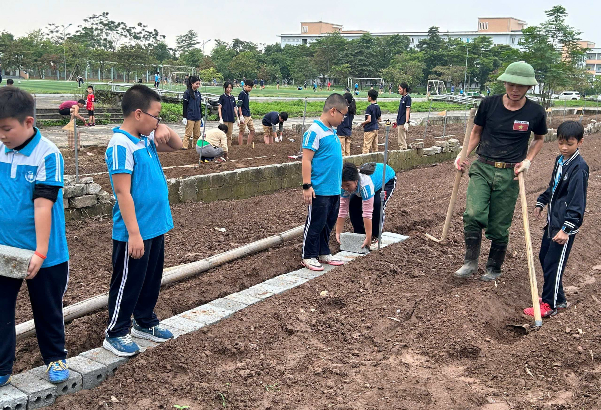 Công đoạn vỡ đất đầy hăng say
