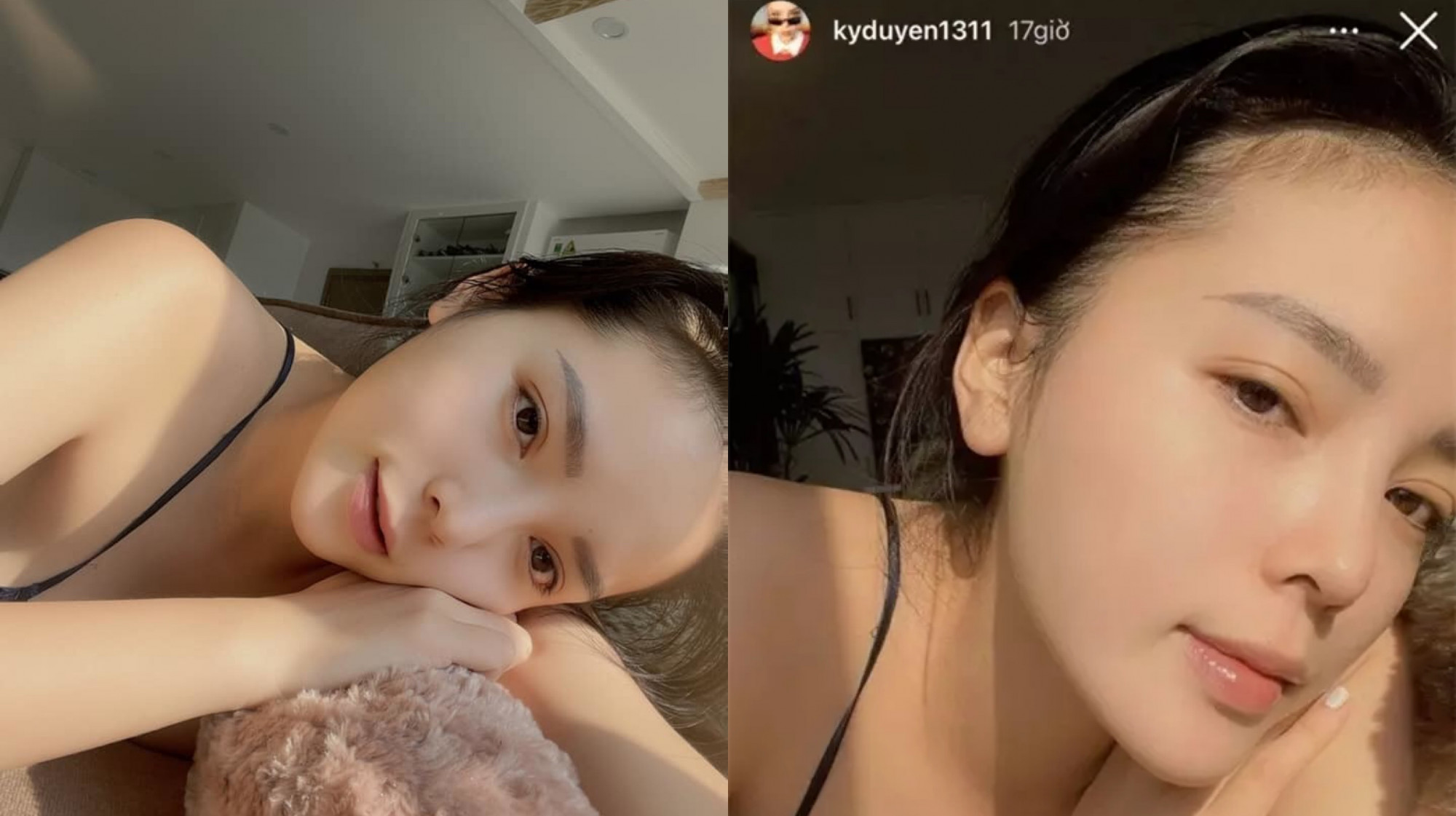 Kỳ Duyên tự tin khoe làn da không trang điểm  khá đều màu, đặc biệt nổi bật dưới ánh sáng tự nhiên, tạo hiệu ứng bóng khỏe và căng mịn.  Bề mặt da mịn, ít khuyết điểm, không thấy mụn viêm hay thâm rõ rệt. Lỗ chân lông khó nhận ra bằng mắt thường, góp phần tạo tổng thể da láng mượt. Ở một số vùng như dưới mắt và cánh mũi, sắc da có sự chênh nhẹ rất tự nhiên. Tổng thể làn da mộc của nàng hậu mang cảm giác khỏe, sạch, ít dấu hiệu mệt mỏi dù không cần đến lớp son phấn hỗ trợ.