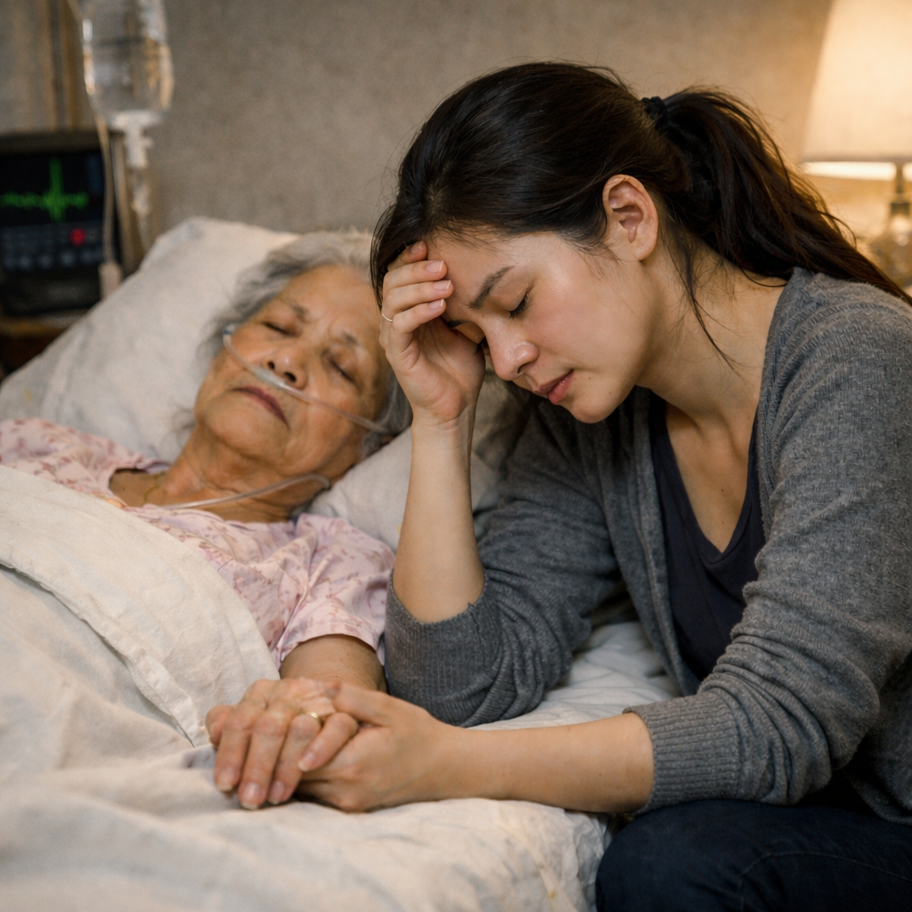 Tôi kiệt sức khi chăm sóc mẹ ốm dài ngày. Ảnh minh hoạ được 