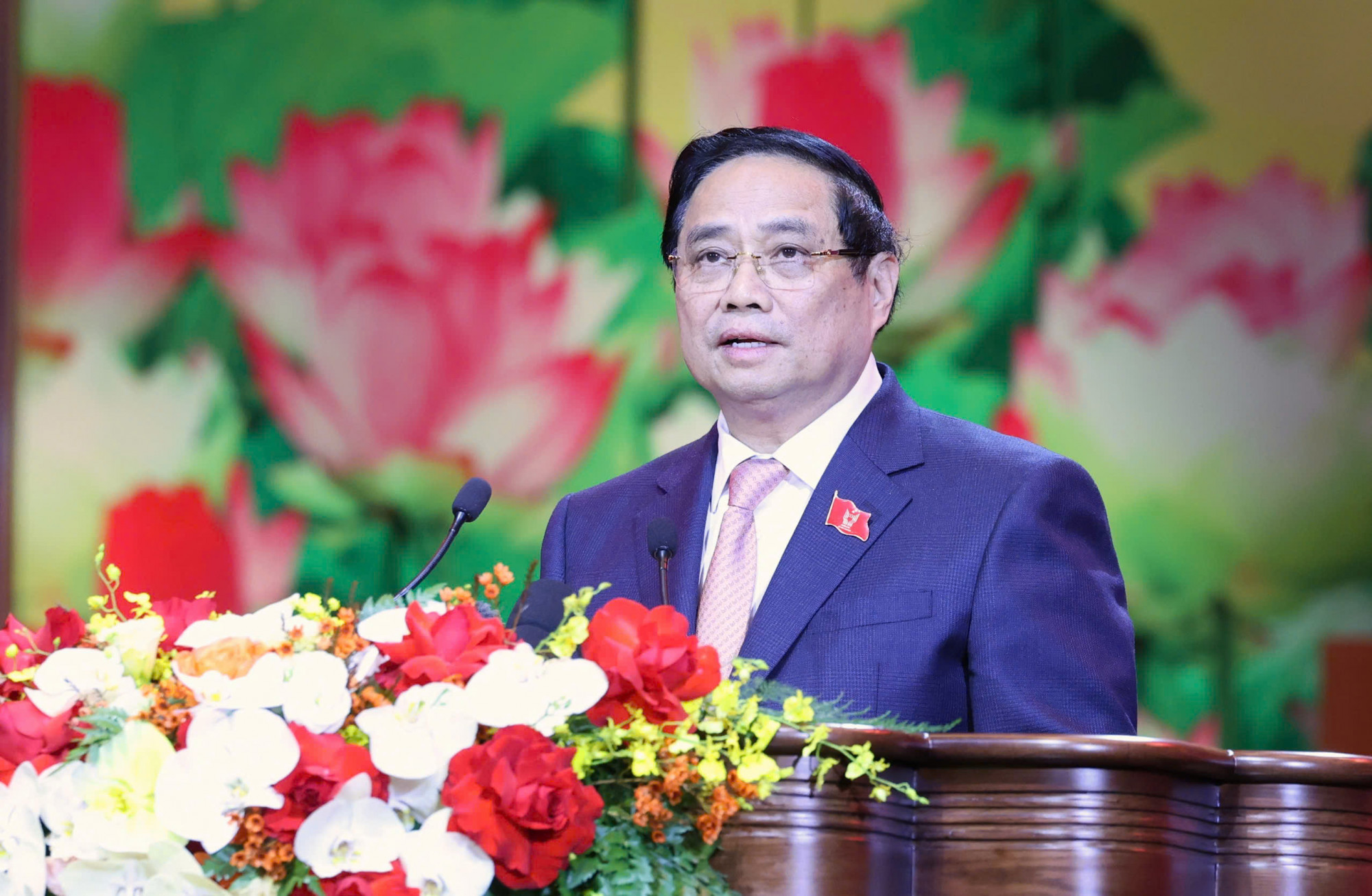 Thủ tướng Phạm Minh Chính phát biểu khai mạc Đại hội thi đua yêu nước toàn quốc lần thứ XI - ảnh: Phúc Văn