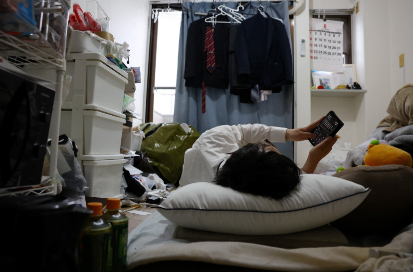 Một người đàn ông Nhật Bản 41 tuổi đã tổ chức đám cưới nghi lễ với nhân vật hai chiều Kimera Toyooka vào năm 2021 sử dụng ứng dụng AI để trò chuyện với nhân vật tại nhà riêng ở Tokyo vào ngày 23 tháng 6.  Ảnh: REUTERS/Kim Kyung-Hoon