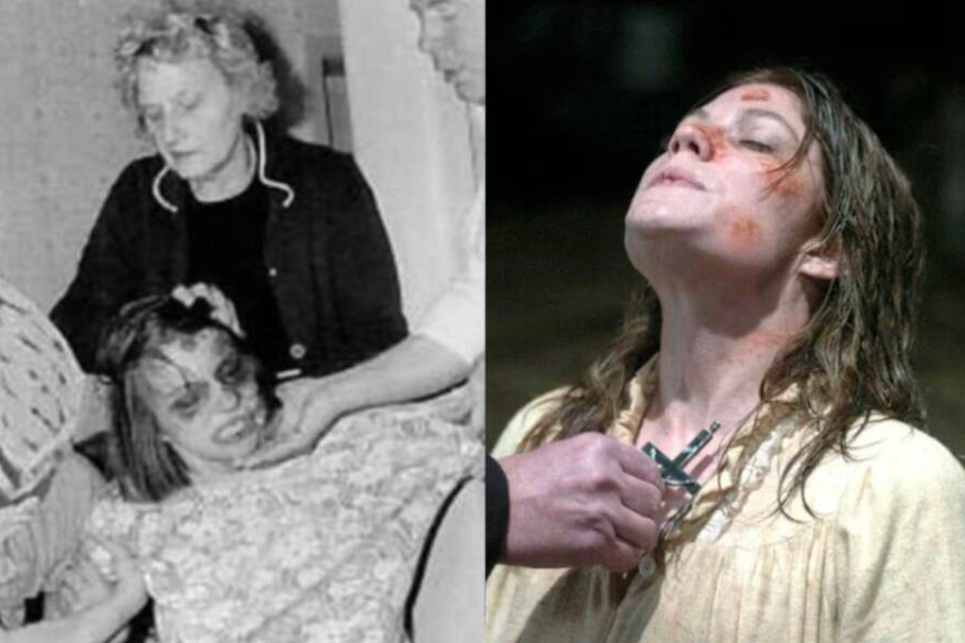 Anneliese Michel trong đời thực (trái) và trong phim The Exorcism of Emily Rose. Ảnh: allthatsinteresting