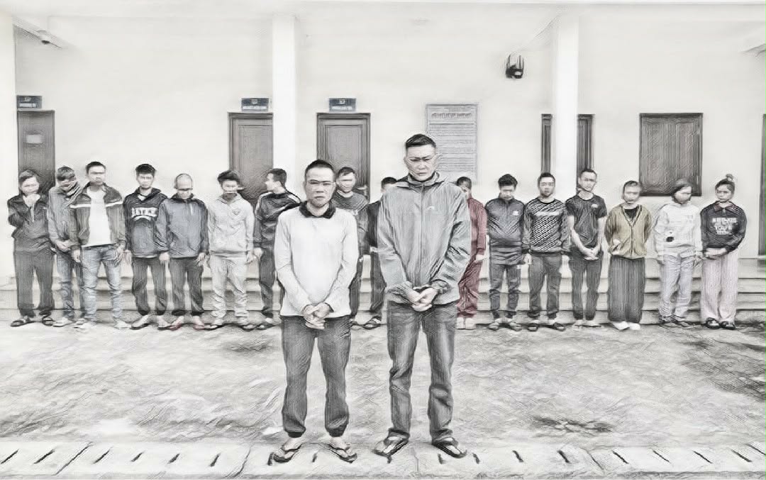 Duyên, Diệm cùng các đồng phạm tại cơ quan công an - Ảnh công an cung cấp