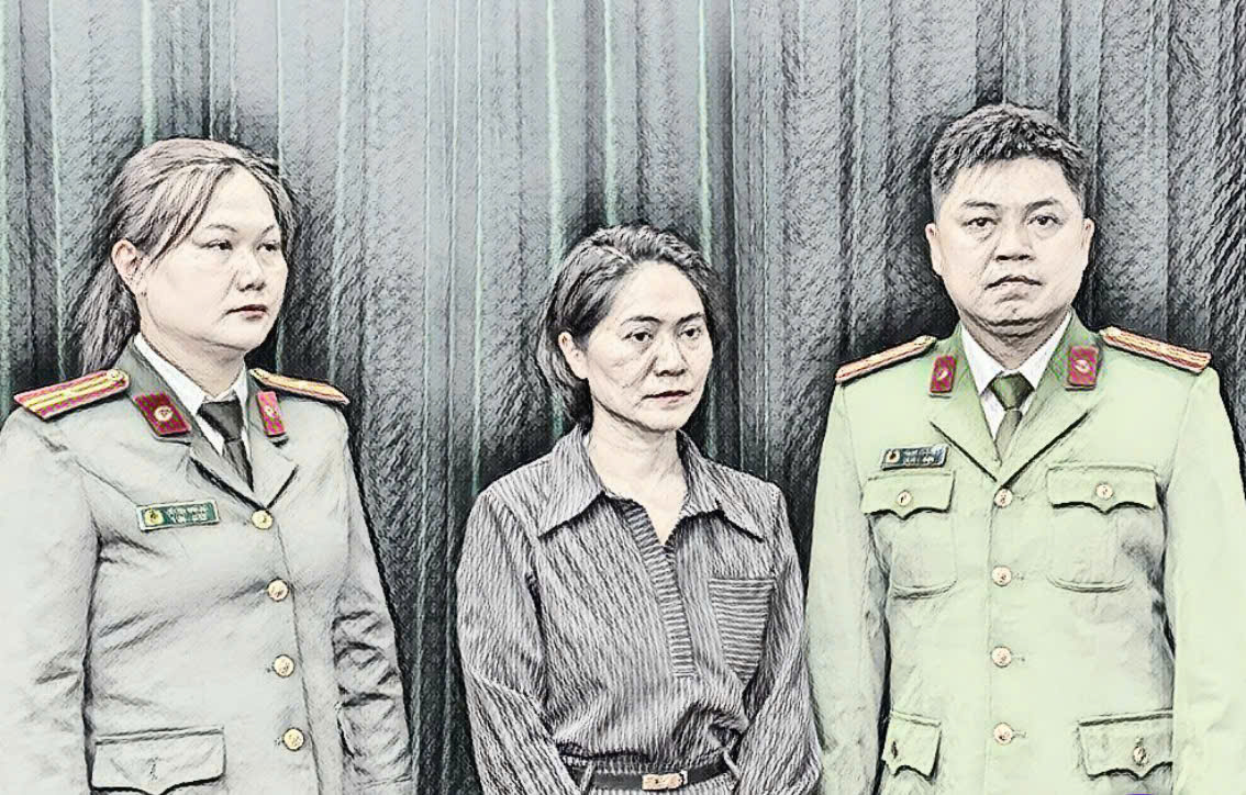 Nguyễn Thị Thu Hà (giữa) tại cơ quan điều tra - Ảnh: Công an TP Hà Nội