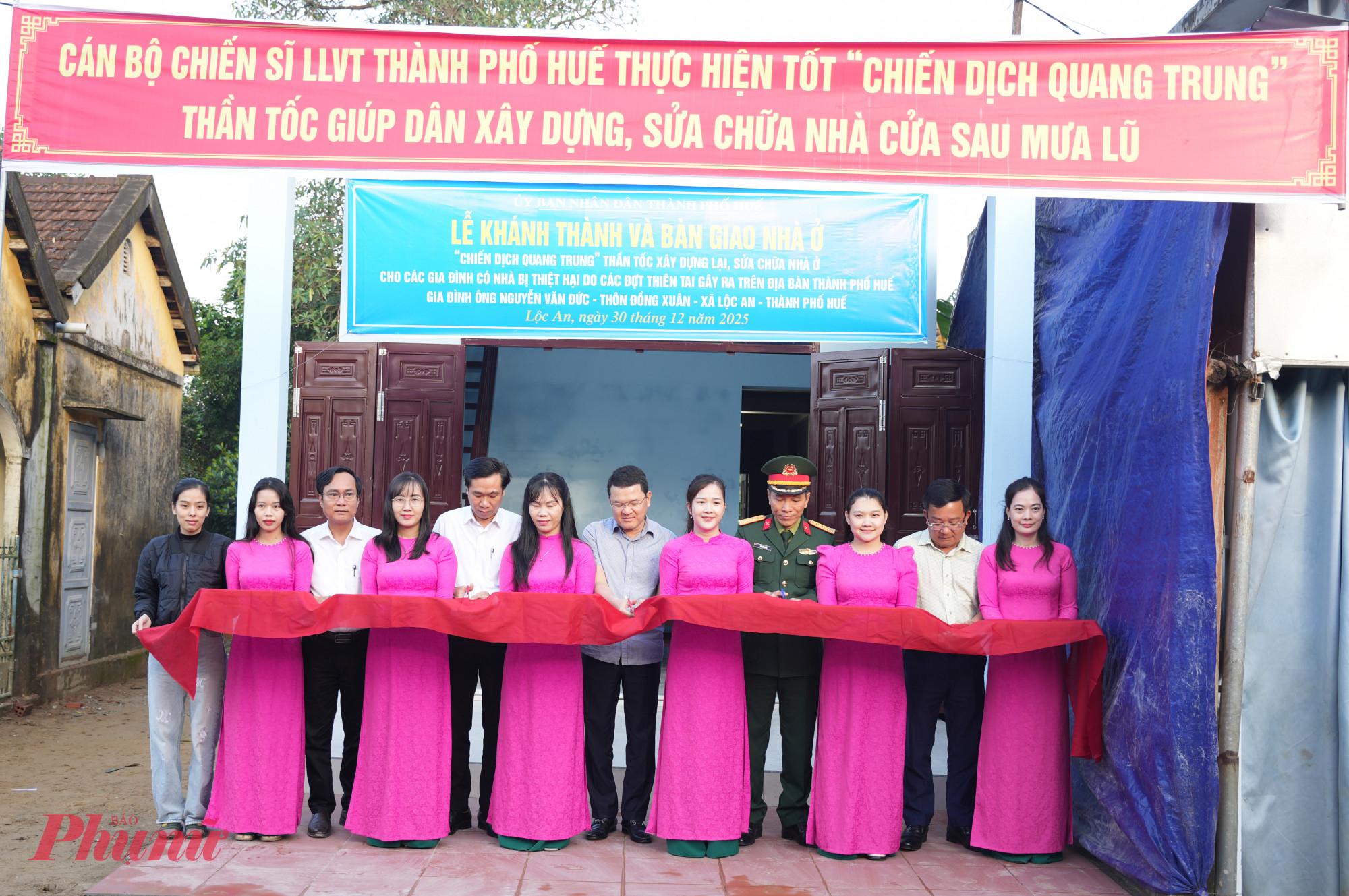 Nghi thức bàn giao nhà mới thuộc “Chiến dịch Quang Trung” tại xã Lộc An 