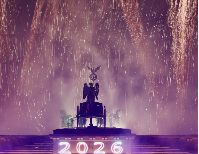 Trước đó tại Athens, một màn trình diễn ánh sáng quy mô đã được tổ chức, lấy quần thể Acropolis cổ kính làm phông nền. Ánh sáng hiện đại hòa quyện cùng di sản hàng nghìn năm tuổi, tạo nên một khung cảnh ấn tượng trong đêm chuyển giao năm mới.