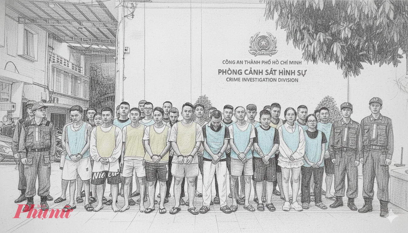 Các đối tượng tại cơ quan công an - Ảnh: Công an cung cấp