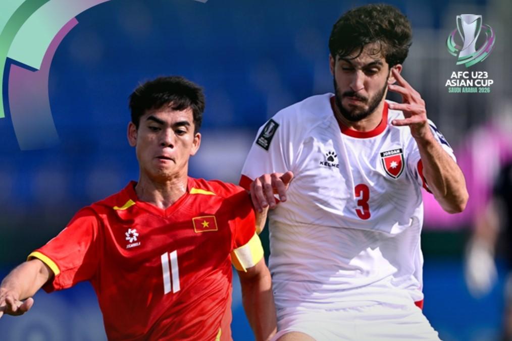 U23 Việt Nam thể hiện màn trình diễn tuyệt vời trước U23 Jordan (Ảnh: AFC)