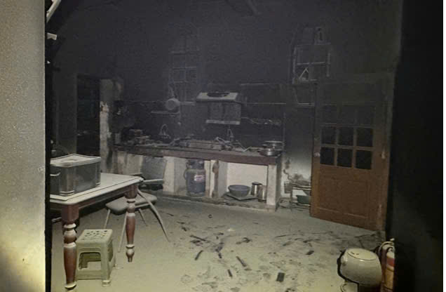 Hiện trường vụ cháy tại khu vực tầng 1 - ảnh: Công an cung cấp