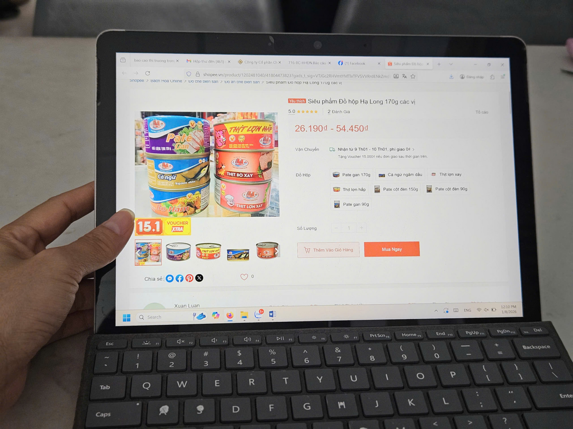 Sản phẩm đồ hộp Hạ Long bán trên thương mại điện tử