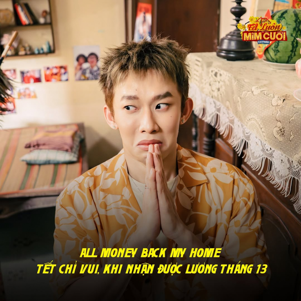 Kay Trần trở lại với hình ảnh hài hước trong MV Tết luôn mỉm cười - Nguồn ảnh: Facebook ca sĩ Kay Trần.