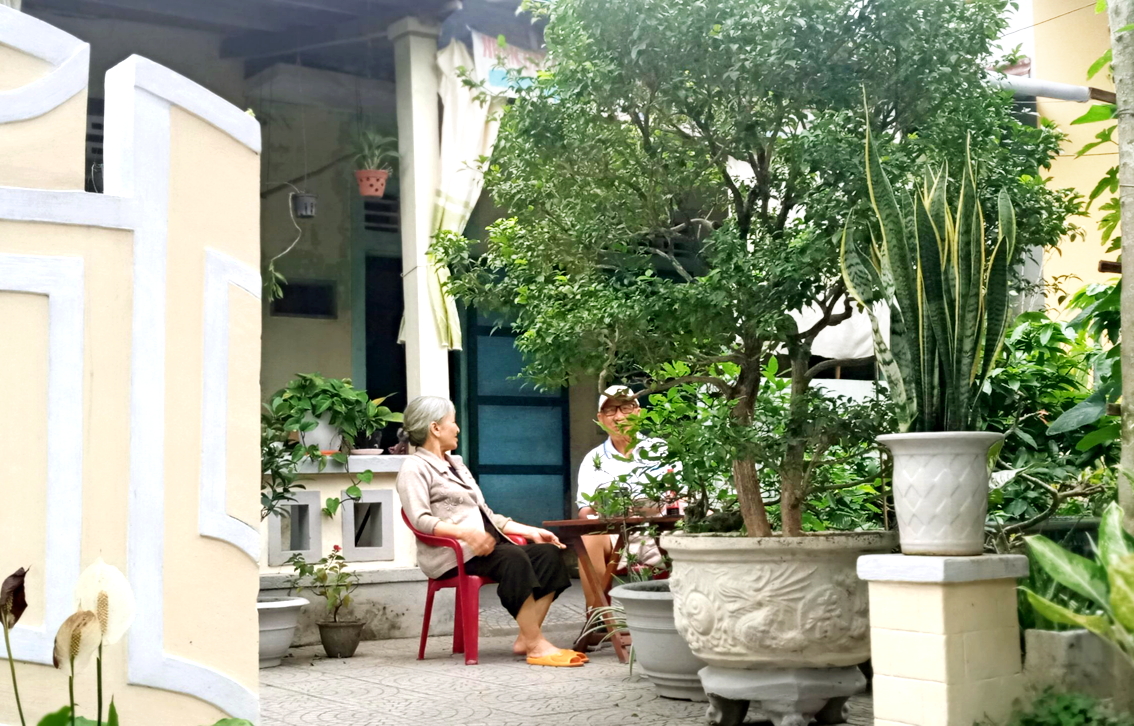 Người già thường ra sân ngồi ngóng các con về