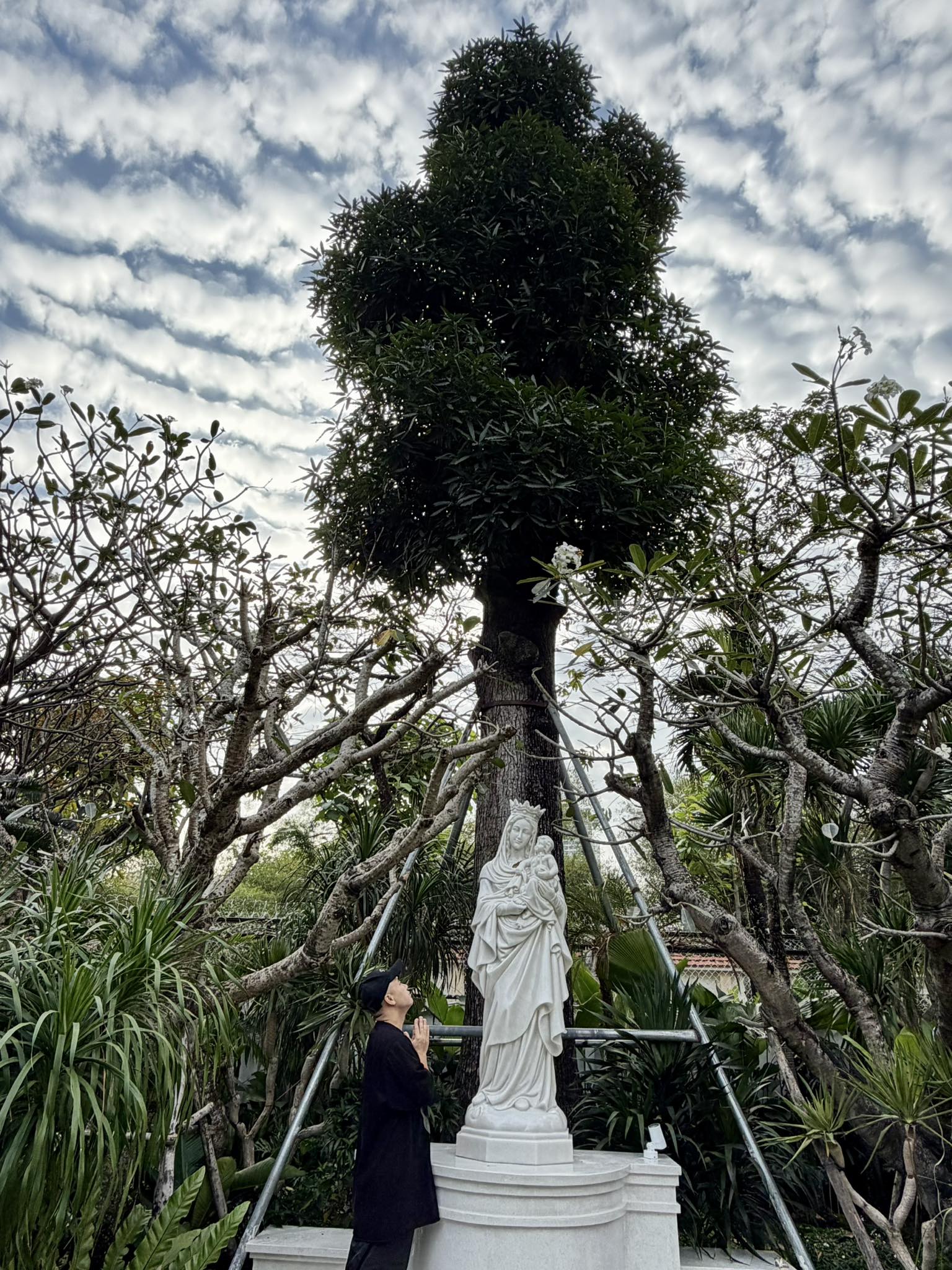 NTK họ Đỗ cũng bày trí tượng Đức Mẹ trong khuôn viên vườn. 