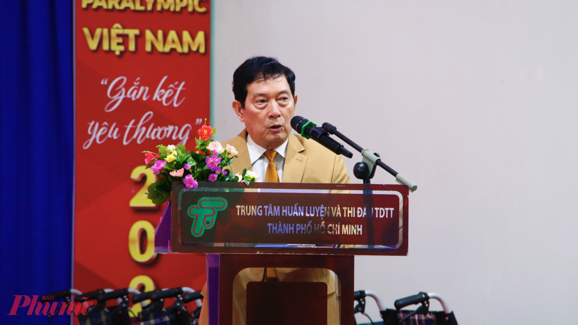 Ông Huỳnh Vĩnh Ái – Chủ tịch Ủy ban Paralympic Việt Nam - phát biểu