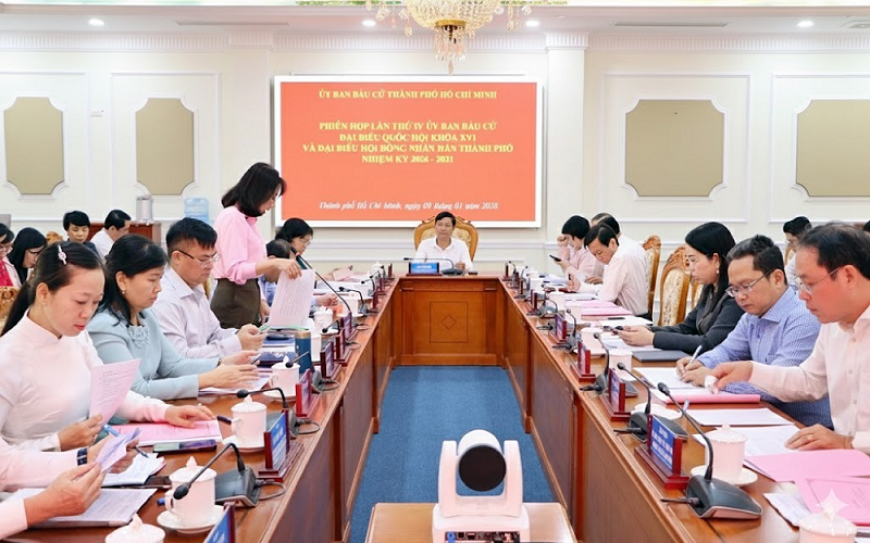 phiên họp lần thứ IV của Ủy ban bầu cử đại biểu Quốc hội khóa XVI và đại biểu HĐND TPHCM nhiệm kỳ 2026-2031 - Ảnh: Cổng thông tin điện tử TPHCM.
