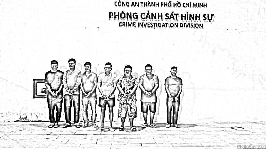 7 đối tượng tại cơ quan công an. Ảnh: CA