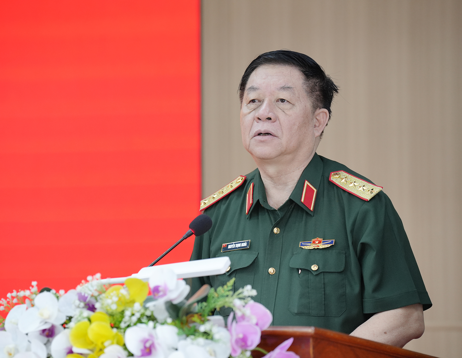 Đại tướng Nguyễn Trọng Nghĩa phát biểu tại buổi làm việc với tỉnh An Giang - Ảnh CTV