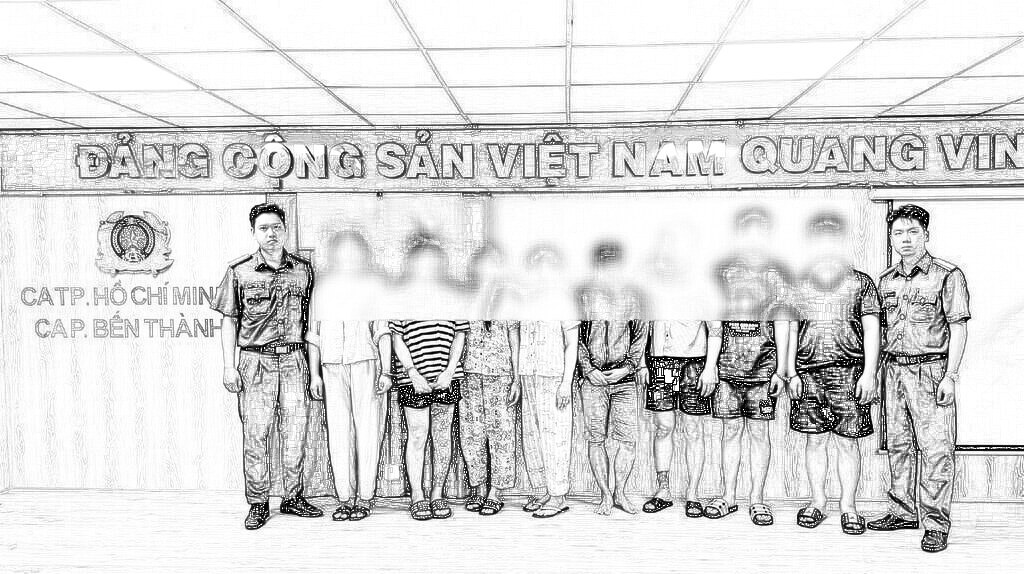 Các đối tượng bị xử lý. Ảnh CA