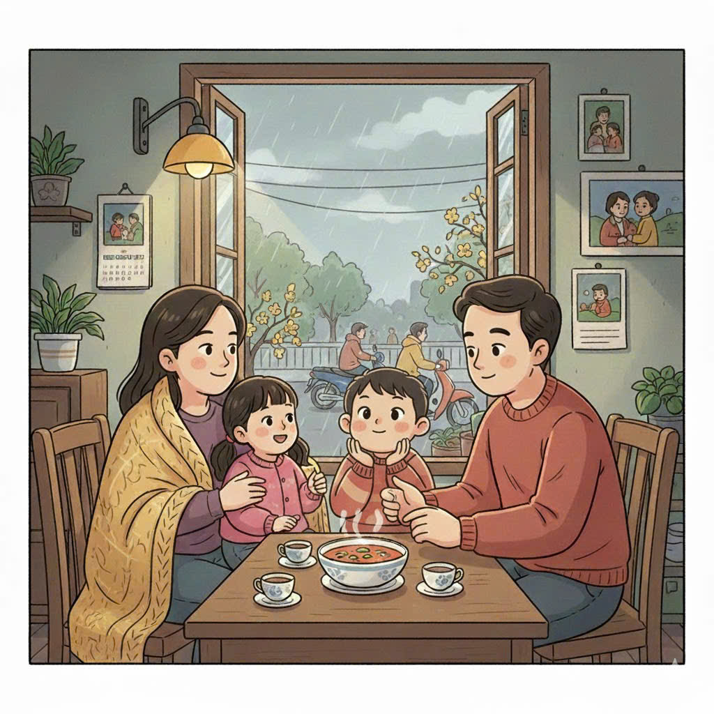 Hơi ấm tình thân giữa những ngày Sài Gòn chợt lạnh - Ảnh minh họa tạo bằng AI