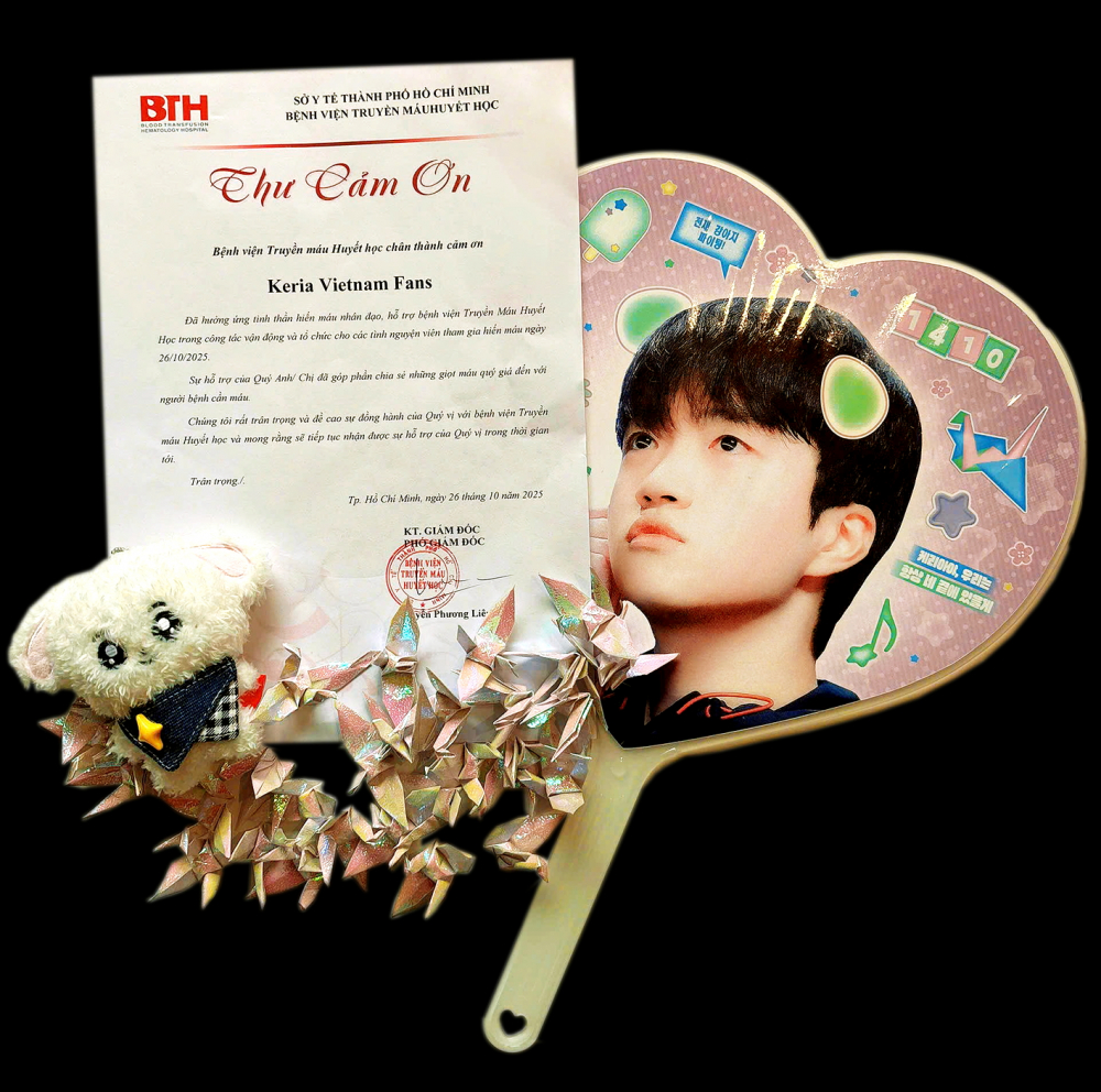 Thư cảm ơn từ Bệnh viện  Truyền máu - Huyết học  gửi đến nhóm Keria Vietnam Fans  - Ảnh do nhân vật cung cấp