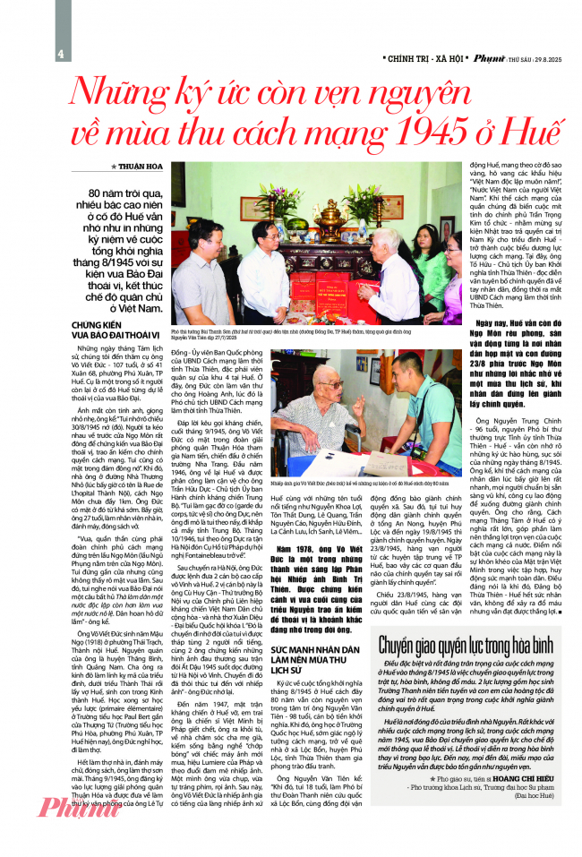 tác phẩm Những ký ức còn vẹn nguyên về mùa thu cách mạng 1945 ở Huế 