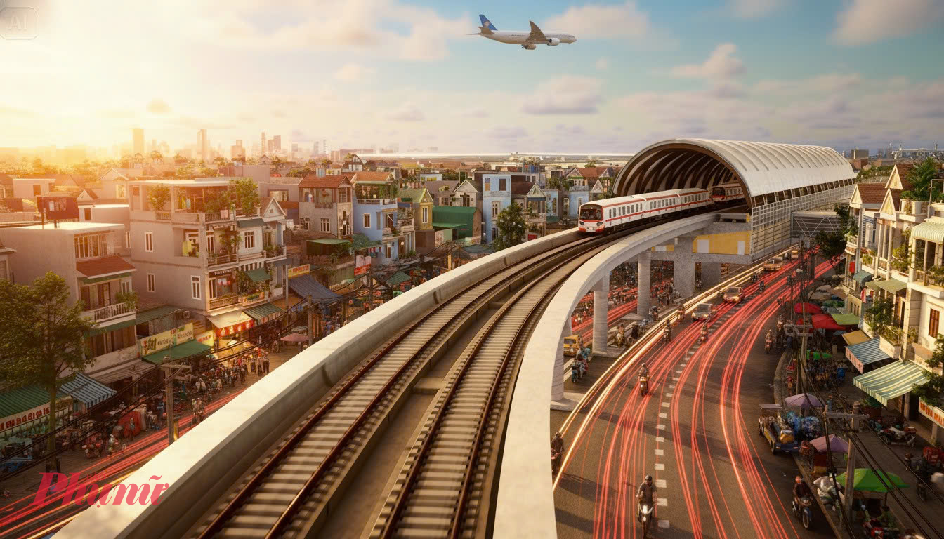 Phối cảnh ga Tân Bình giáp với sân bay Tân Sơn Nhất - Ảnh: MAUR