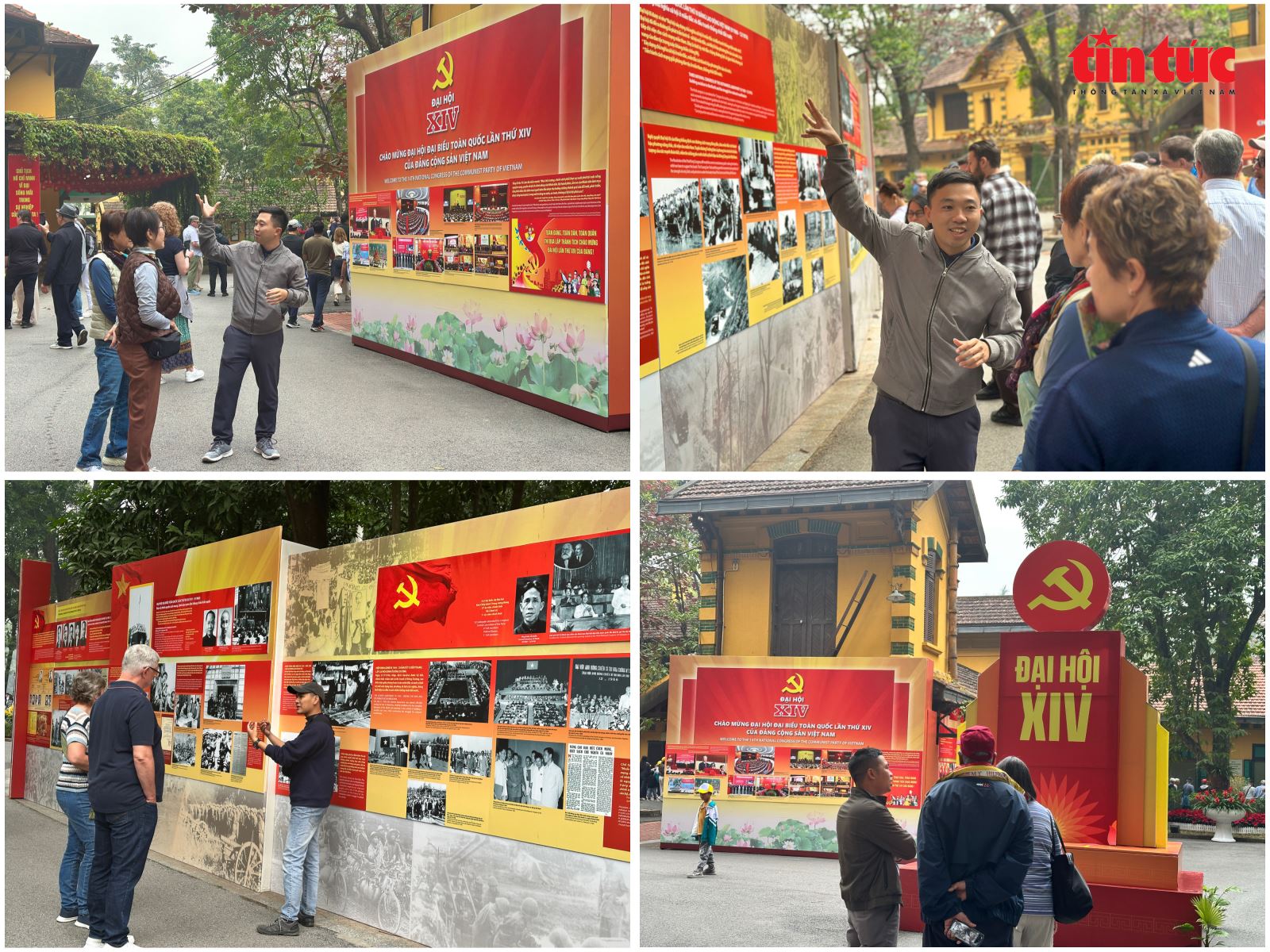 Các hướng dẫn viên nhiệt huyết giới thiệu về các hình ảnh, tư liệu trong triển lãm cho du khách quốc tế