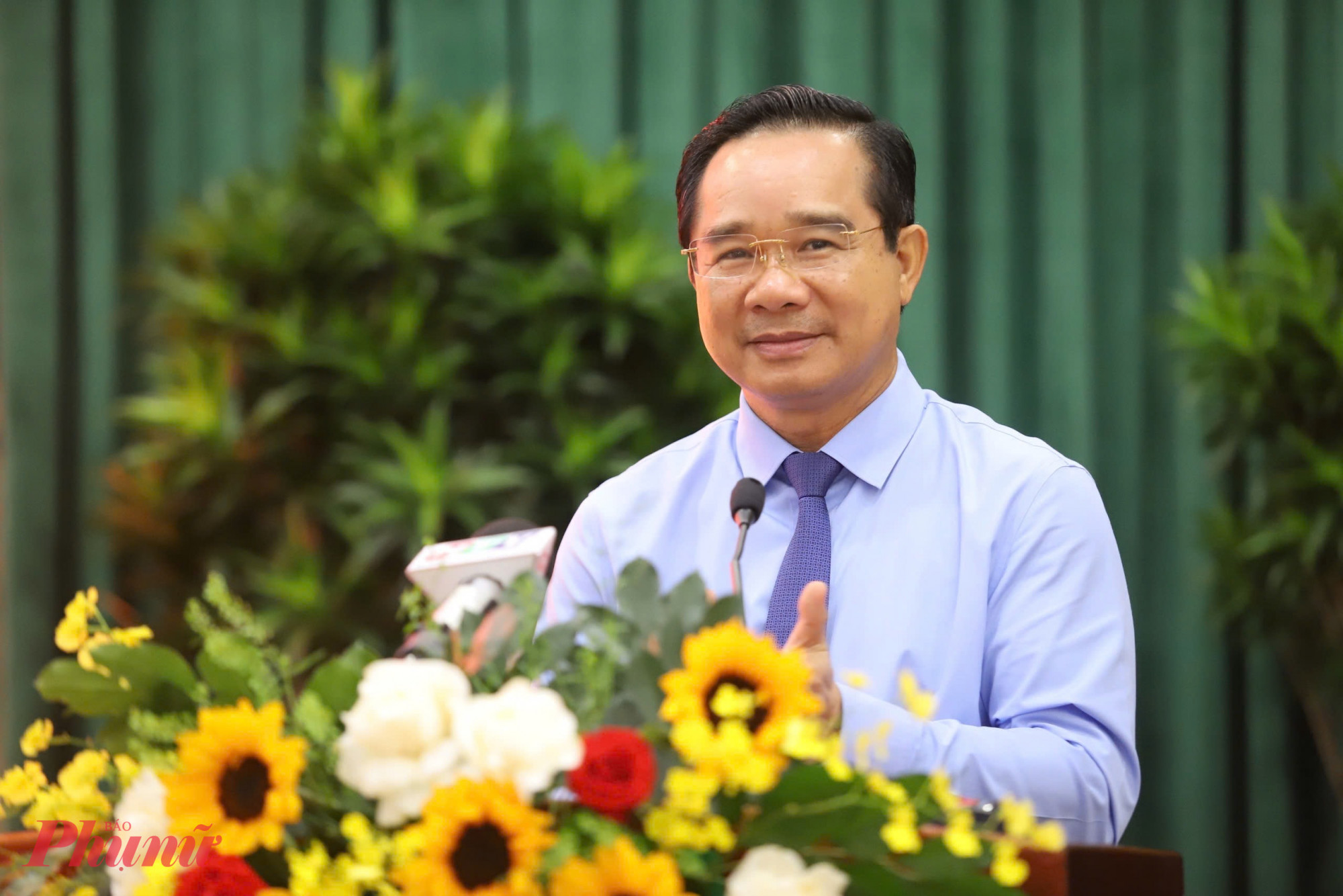 Chủ tịch UBND TPHCM Nguyễn Văn Được phát biểu kết luận hội nghị - Ảnh: Thanh Tâm