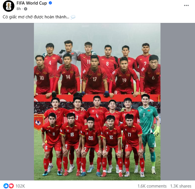 Ảnh chụp màn hình bài đăng trên tài khoản Facebook của FIFA World Cup