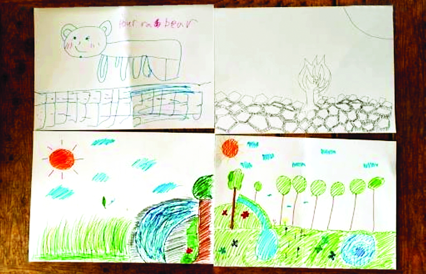 Những bức tranh do nhóm trẻ em Nhật Bản thực hiện tại một work shop ở Kashiwa năm 2023, thể hiện viễn cảnh Nhật Bản trong tương lai  - Nguồn ảnh: Japan Times