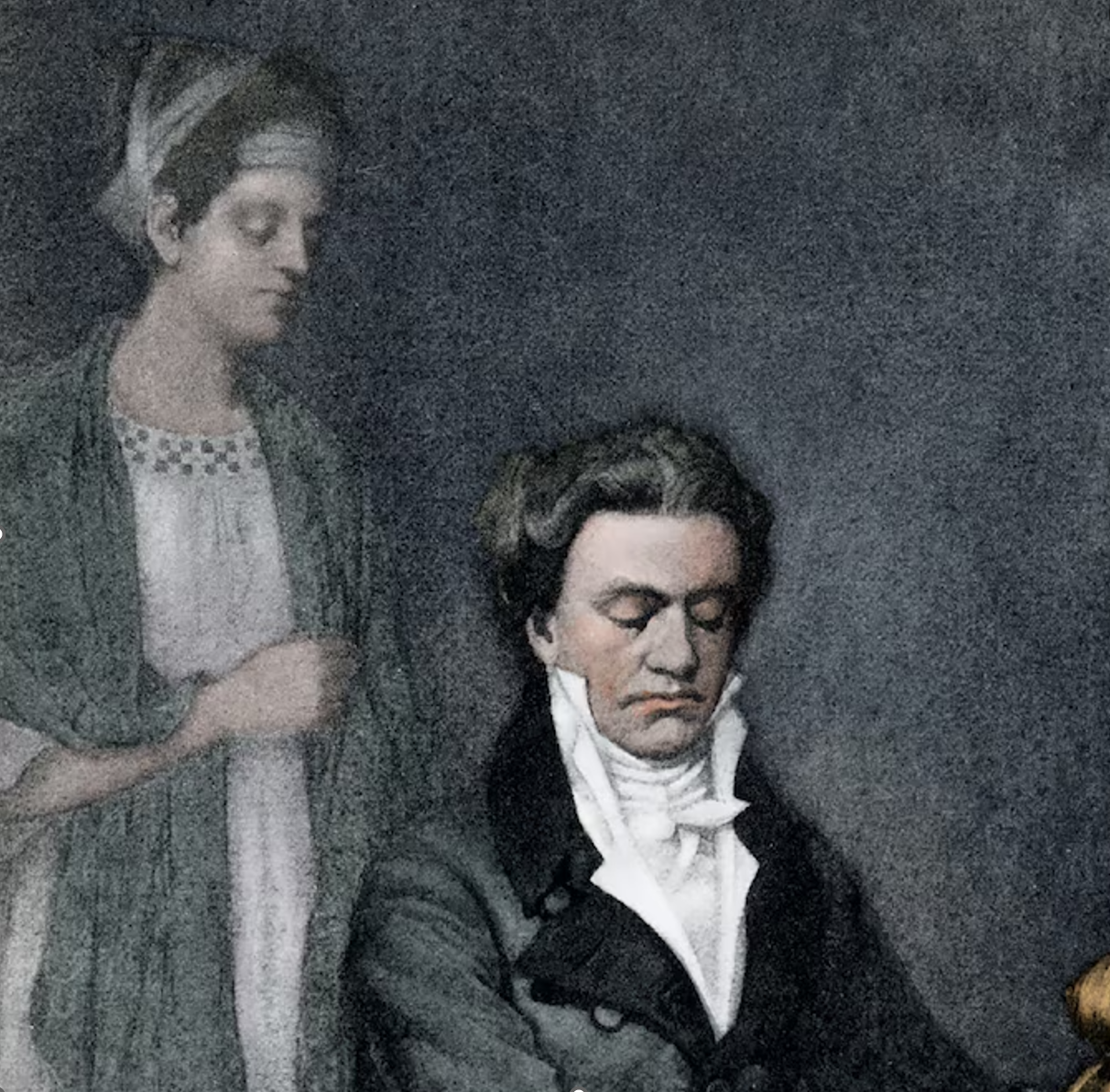 Ludwig van Beethoven đang dạy đàn cho Therese Brunsvik, em gái của Josephine. Josephine được cho là người nhận bức thư nổi tiếng người tình bất tử của ông. Tuy nhiên, một số người lại suy đoán Therese mới thực sự là người tình bí mật của nhạc sĩ thiên tài. Ảnh: Wikipedia