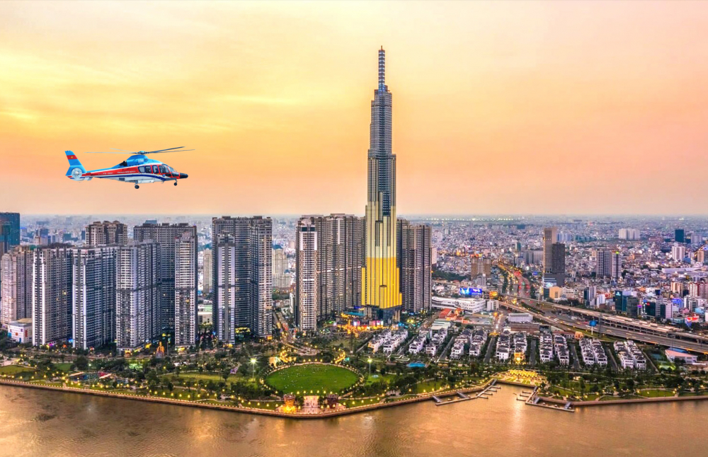 Hành trình bay dài 60 phút kết nối các cụm biển, rừng và đô thị tại TPHCM. Ảnh: VinaGroup Travel