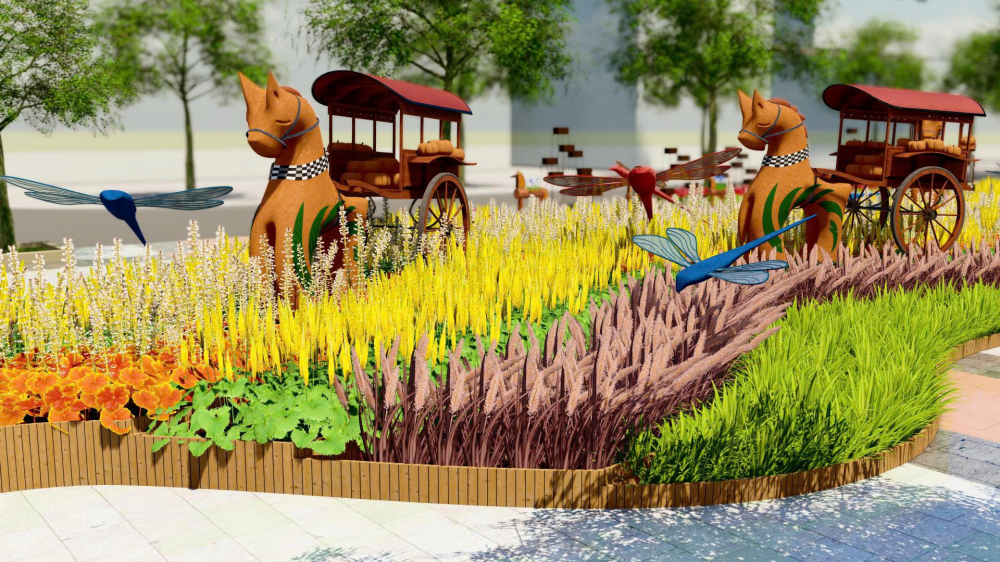 Một số cụm phối cảnh tại đường hoa Xuân Nguyễn Huệ 2026. Ảnh: Saigontourist Group.