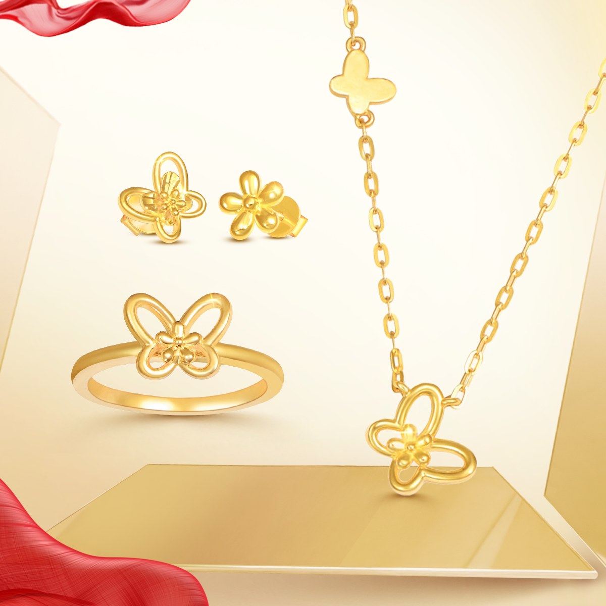 Tự tin và tỏa sáng vẻ đẹp riêng trong những ngày đầu năm mới với bộ sưu tập trang sức vàng 99% Turning Gold - Ảnh: PNJ