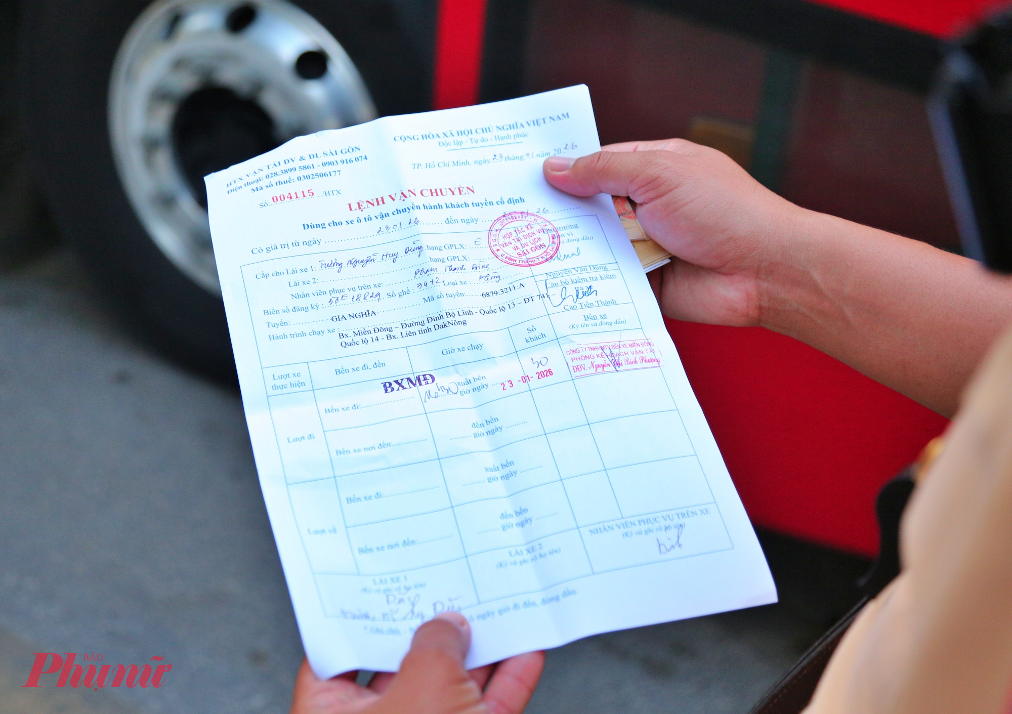 Lệnh xuất bến hợp lệ của một xe khách tuyến TPHCM - 