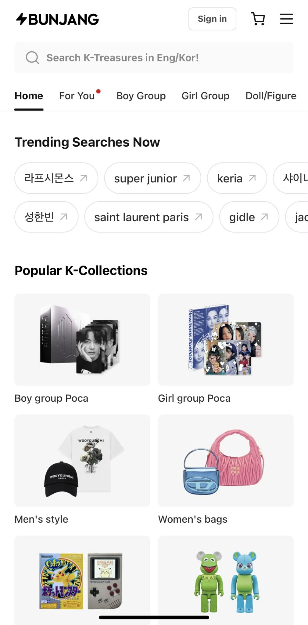 Giao diện của Bunjang Global. Ảnh: Chjp màn hình