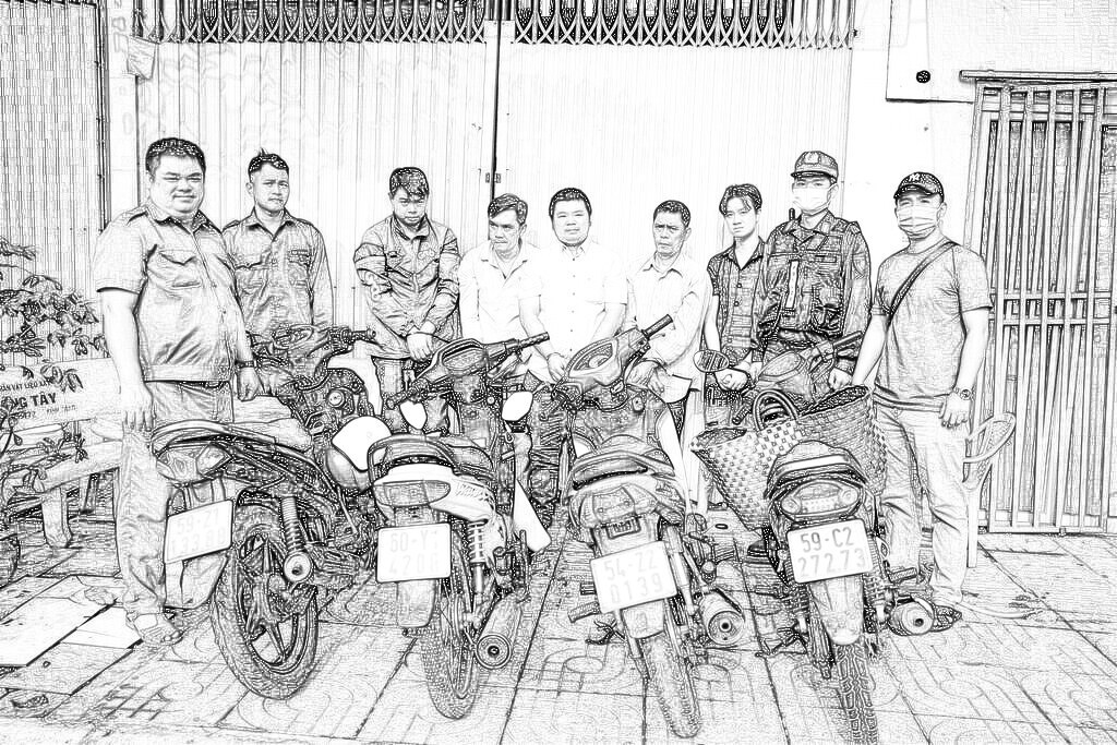 5 đối tượng thời điểm bị bắt. Ảnh: CA