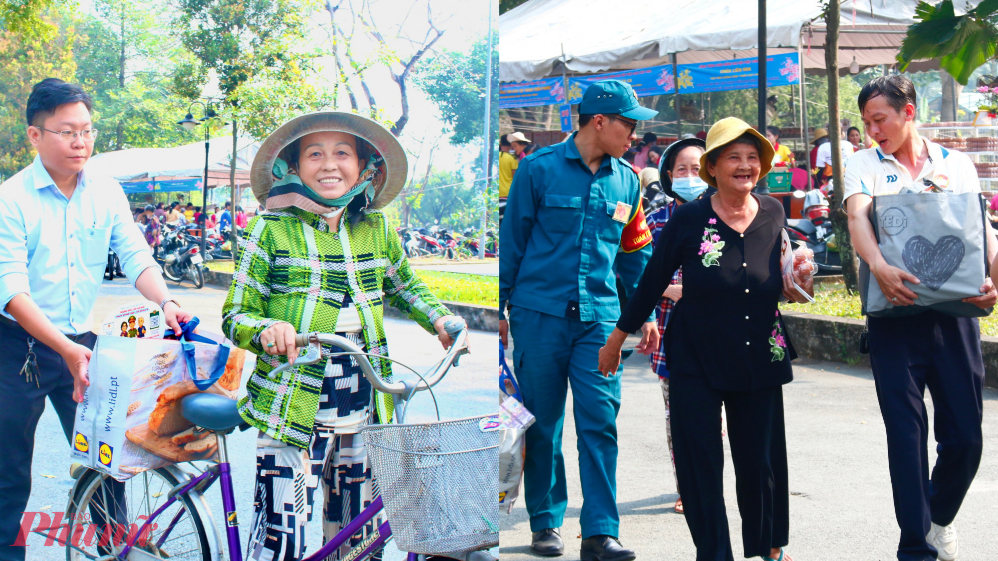 Bà con xã Bình Chánh phấn khởi, vui vẻ nhận quà ra về