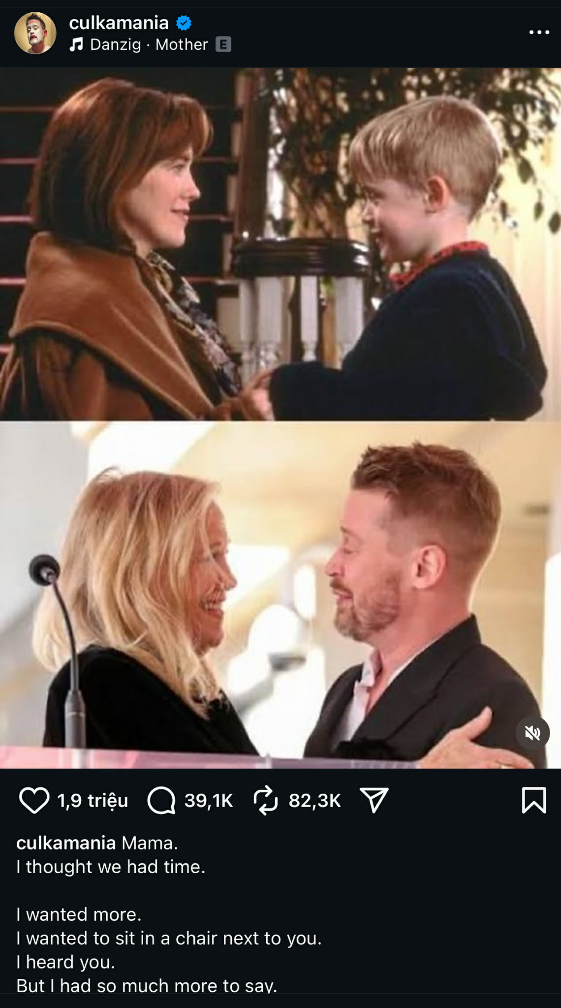 Catherine O’Hara – người mẹ nổi tiếng của 'Home Alone' qua đời Dòng trạng thái cuả Macaulay Culkin trên Instagram