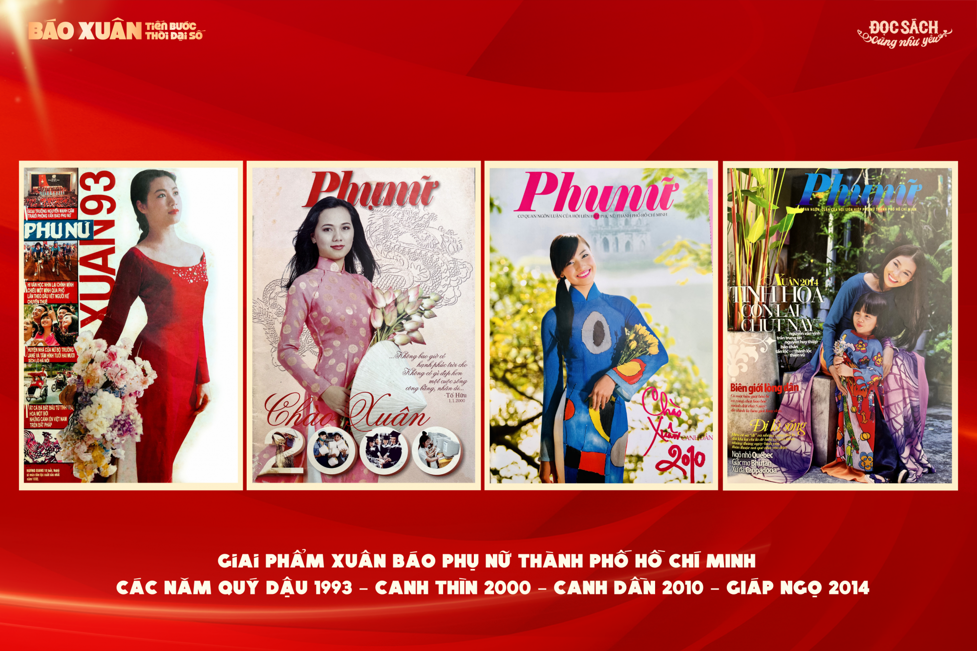 Các bìa báo Xuân Phụ Nữ TPHCM đang triển lãm tại Đường Sách TP.HCM