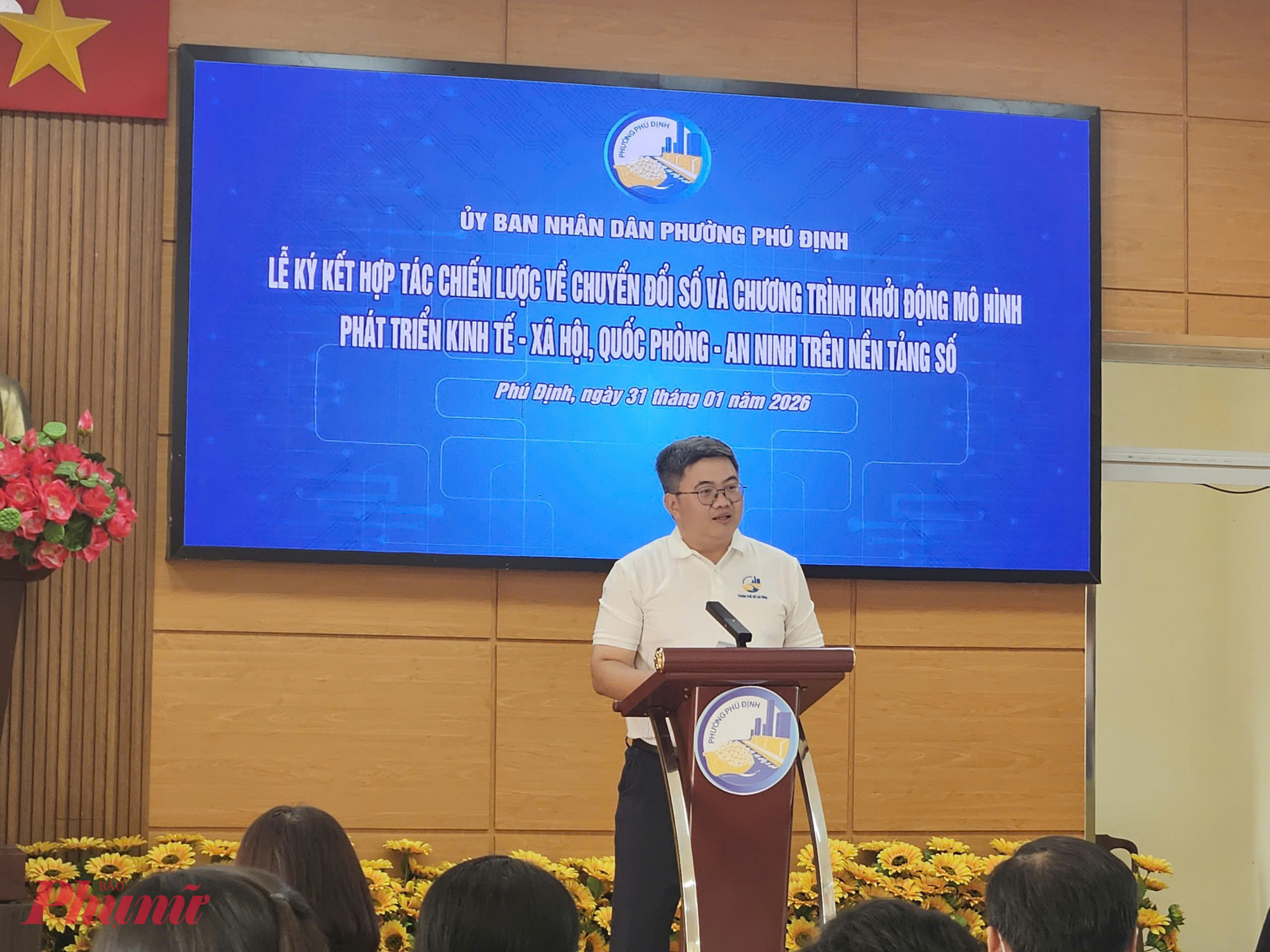 ông Bùi Trung Trực - Chủ tịch UBND phường Phú Định chia sẻ tại sự kiện