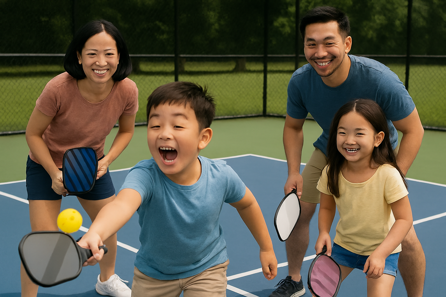 Để trẻ chơi pickleball an toàn, phụ huynh nên coi đây là hoạt động vận động mang tính vui chơiẢnh minh họa AI