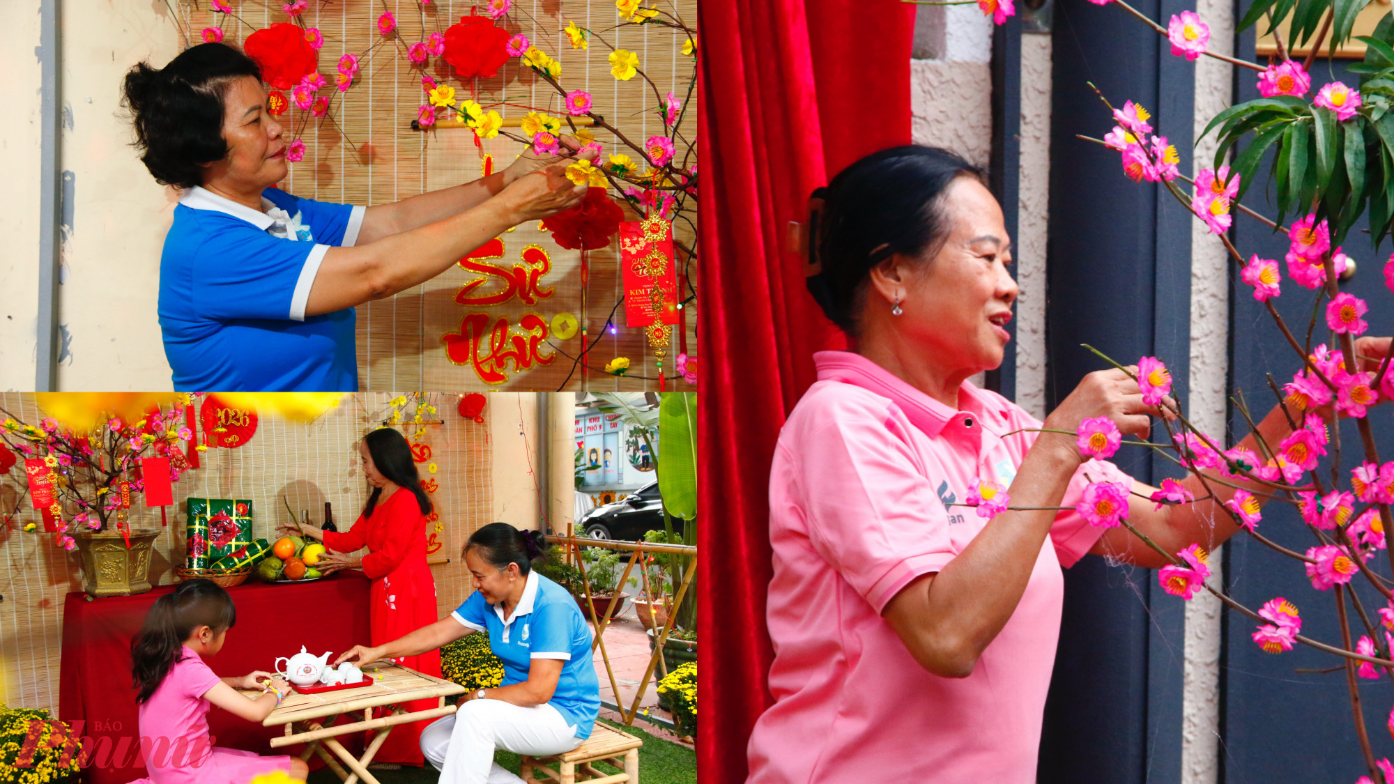 Hội viên phụ nữ miệt mài trang trí các góc Tết