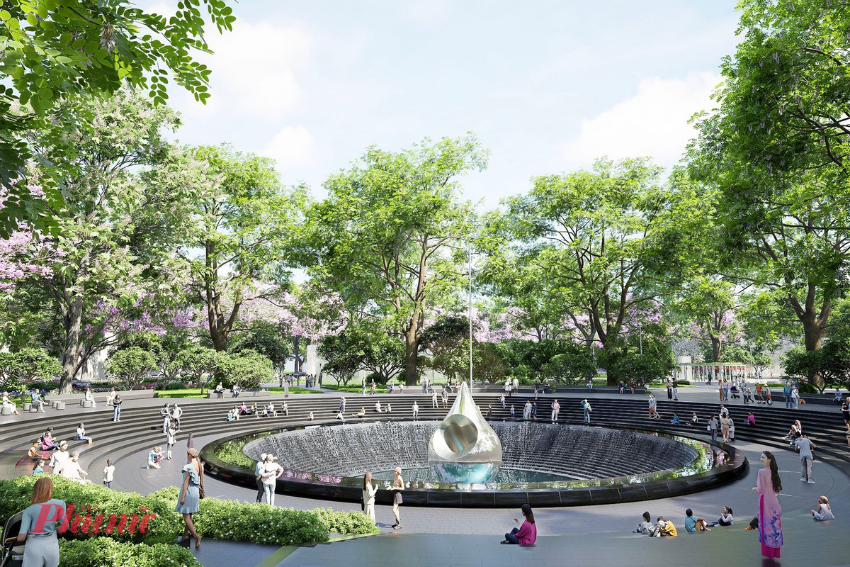 Chia sẻ với báo chí, nhà điêu khắc Phạm Văn Hạng - người tham gia tư vấn ý tưởng thiết kế - cho biết, hình tượng giọt nước tượng trưng cho niềm tiếc thương đối với những người đã qua đời vì dịch bệnh, trong khi trái tim là biểu tượng của tình người, sự đùm bọc của cộng đồng, đồng thời tôn vinh tinh thần cống hiến của đội ngũ y bác sĩ, lực lượng tuyến đầu và các nhà khoa học trong cuộc chiến chống đại dịch - Ảnh: Chủ đầu tư