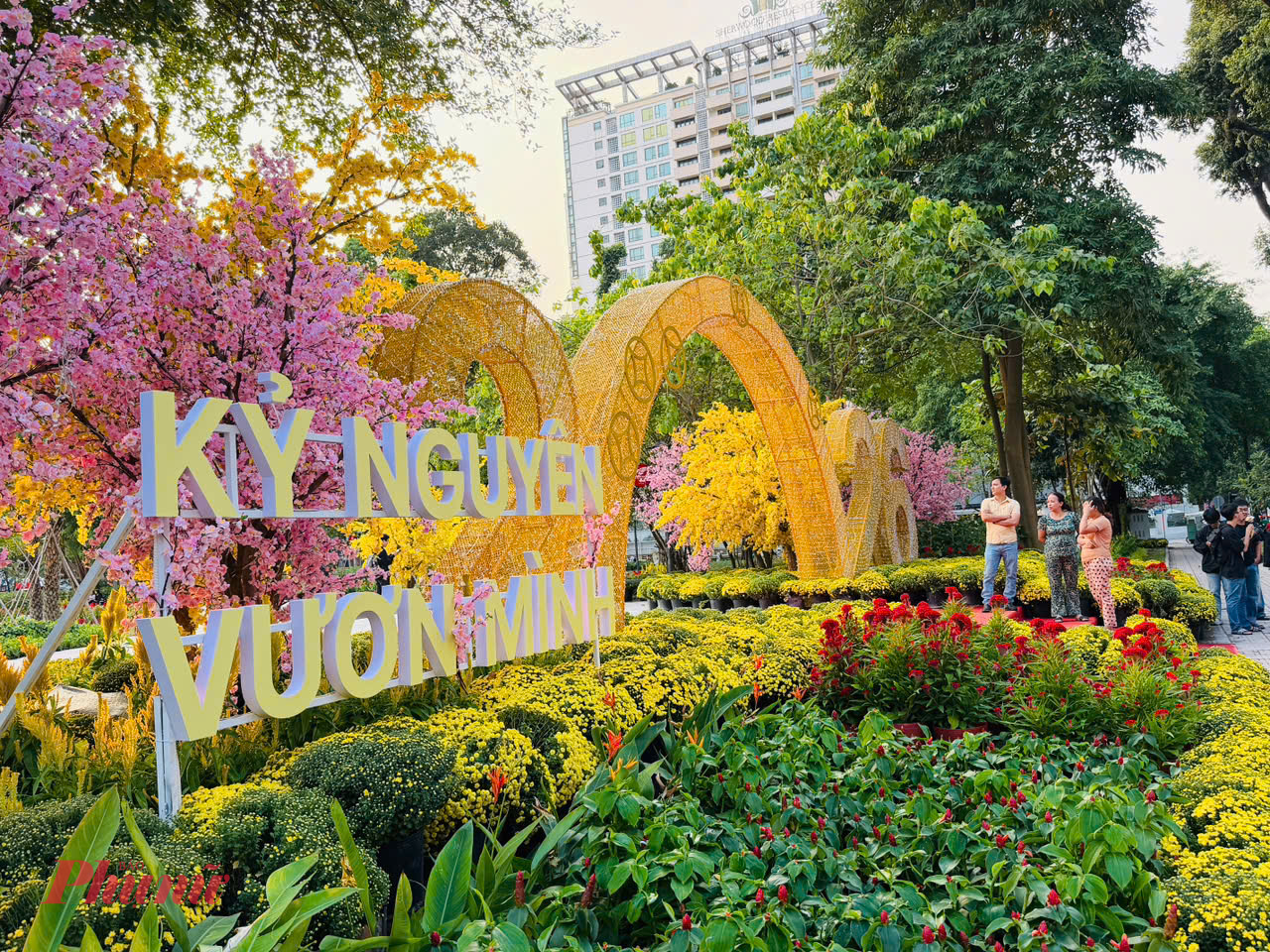 Khu đất nhà thi đấu Phan Đình Phùng đã thành công viên ngập tràn sắc hoa - Ảnh: Thanh Tâm