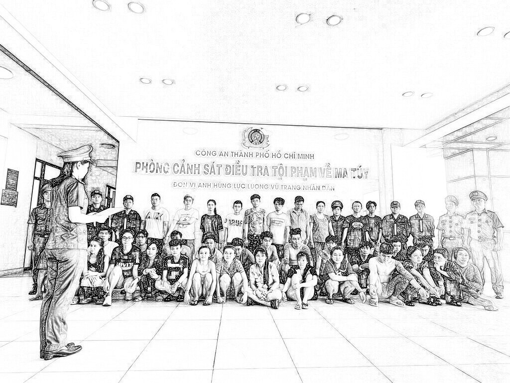 Các đối tượng thời điểm bị bắt. Ảnh: CA