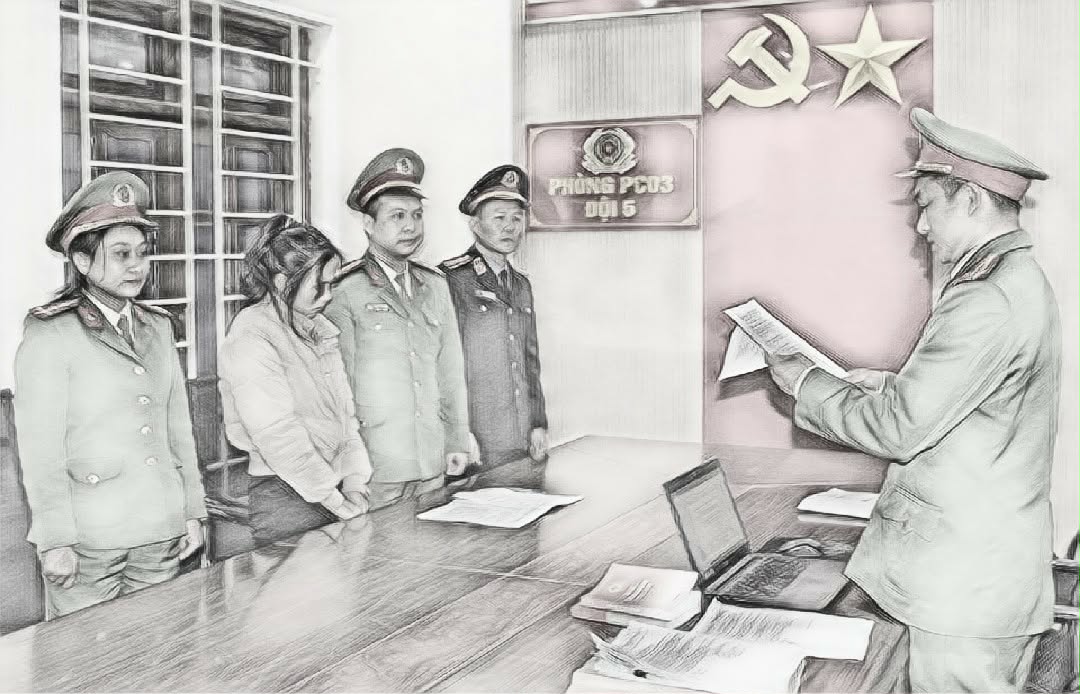 Lê Thị Lộc tại cơ quan công an - Ảnh công an cung cấp