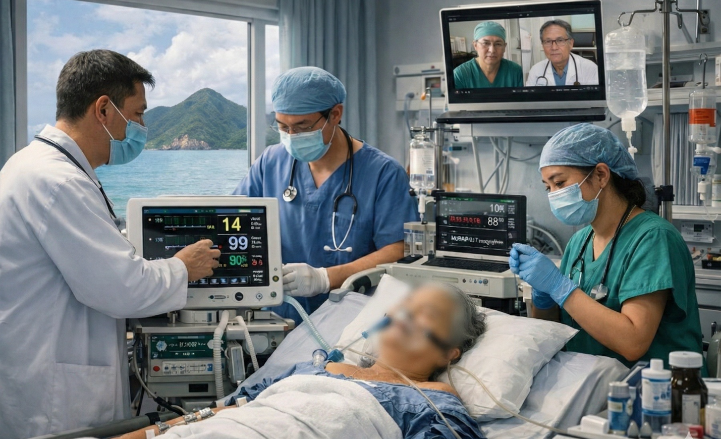 Các bác sĩ luân phiên công tác tại Côn Đảo kết nối hội chẩn từ xa với các chuyên gia Hồi sức tích cực của bệnh viện Nhân Dân Gia Định, sau 9 ngày thở máy, bệnh nhân được rút nội khí quản thành công, sức khỏe bệnh nhân cải thiện và được xuất viện sau 22 ngày hồi sức tích cực