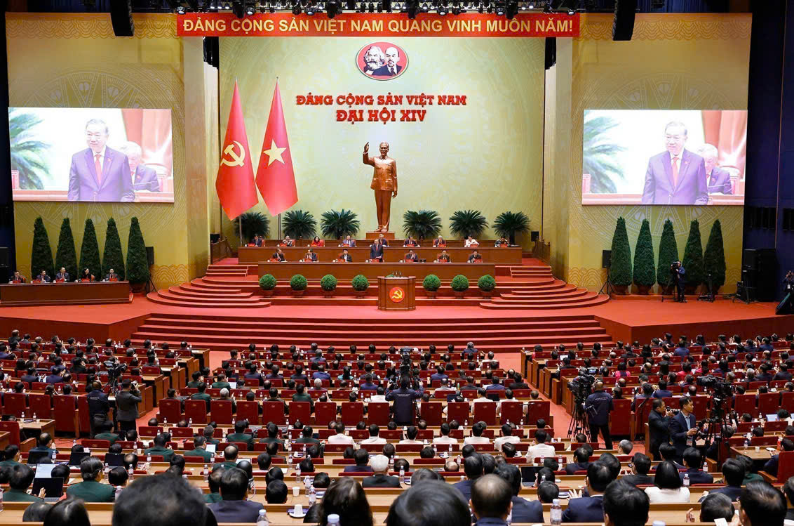 Quang cảnh Đại hội Đại biểu lần thứ XIV của Đảng. Ảnh: TTX