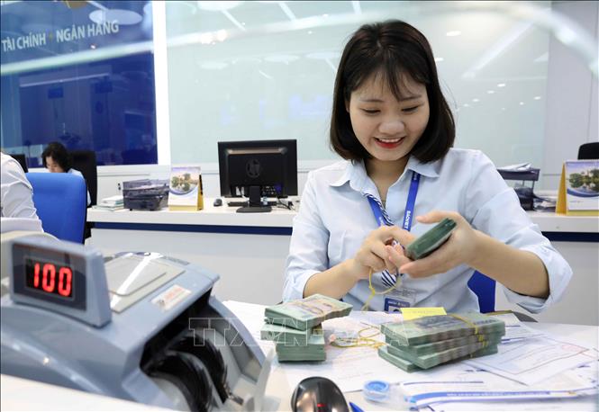 Hoạt động nghiệp vụ tại Ngân hàng Bảo Việt. Ảnh minh họa: TTXVN phát